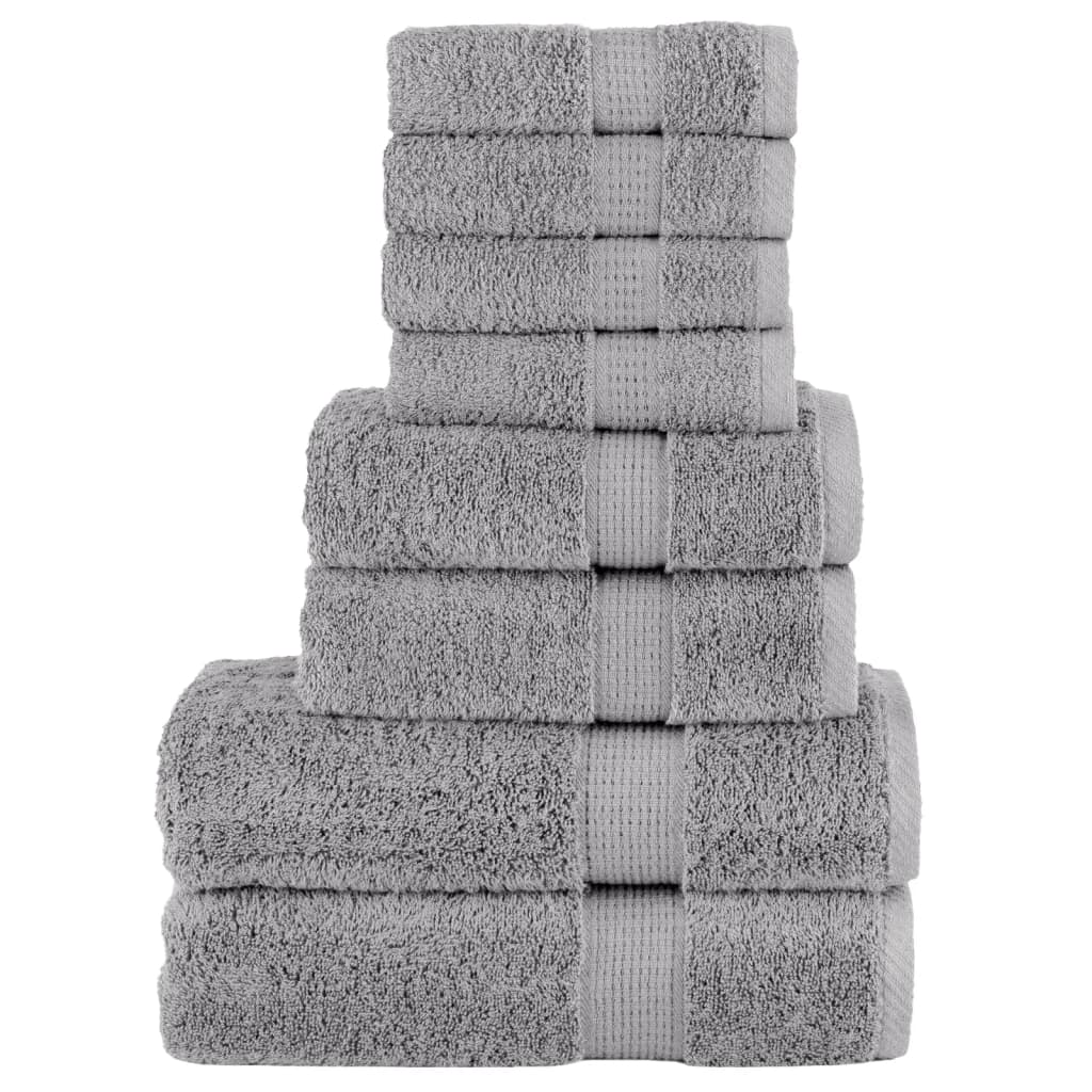 Vidaxl Set di asciugamani a 8 pezzi Solundio 600 g m² grigio