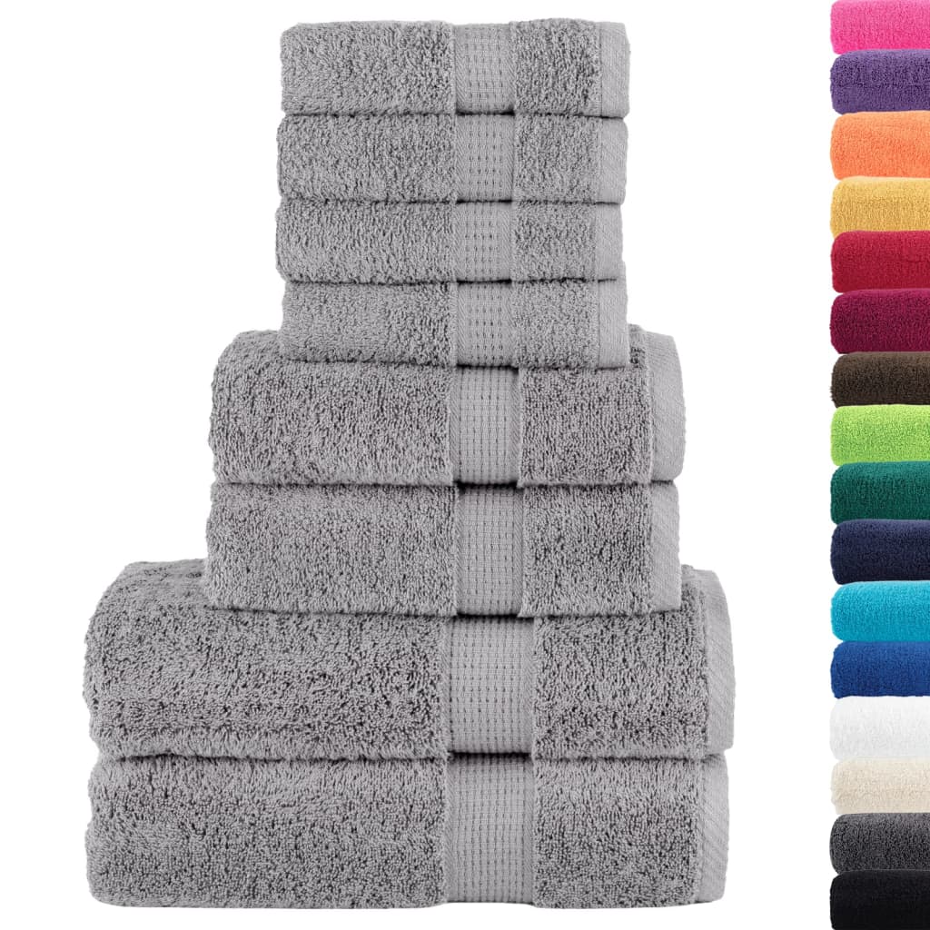 Vidaxl Set di asciugamani a 8 pezzi Solundio 600 g m² grigio