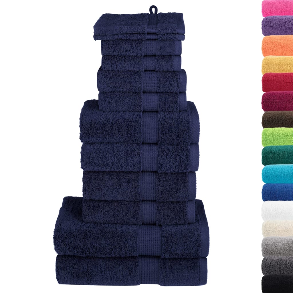 Vidaxl Set di asciugamani a 12 pezzi Solundio 600 g m² blu navy