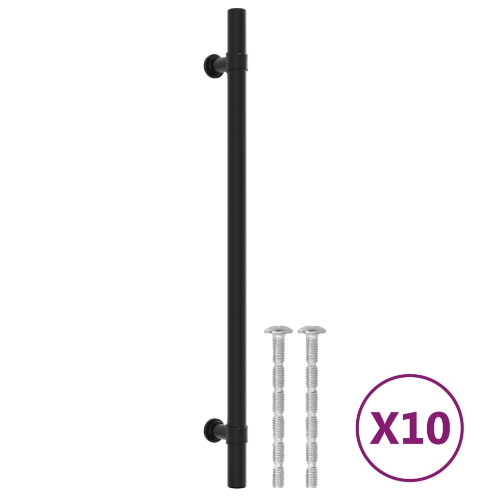 VidaXL tiradores 10 piezas 224 mm acero inoxidable negro