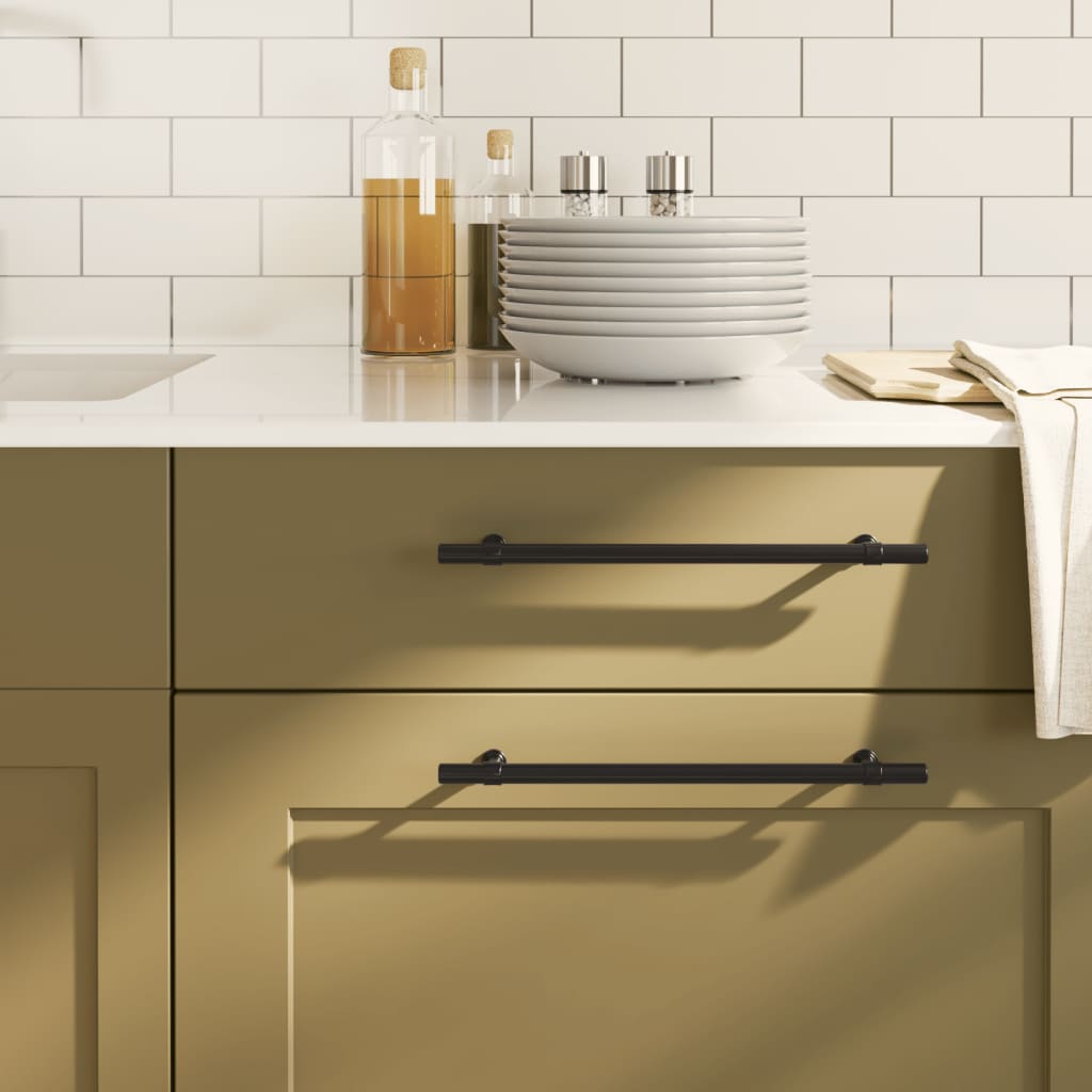 VidaXL tiradores 10 piezas 224 mm acero inoxidable negro