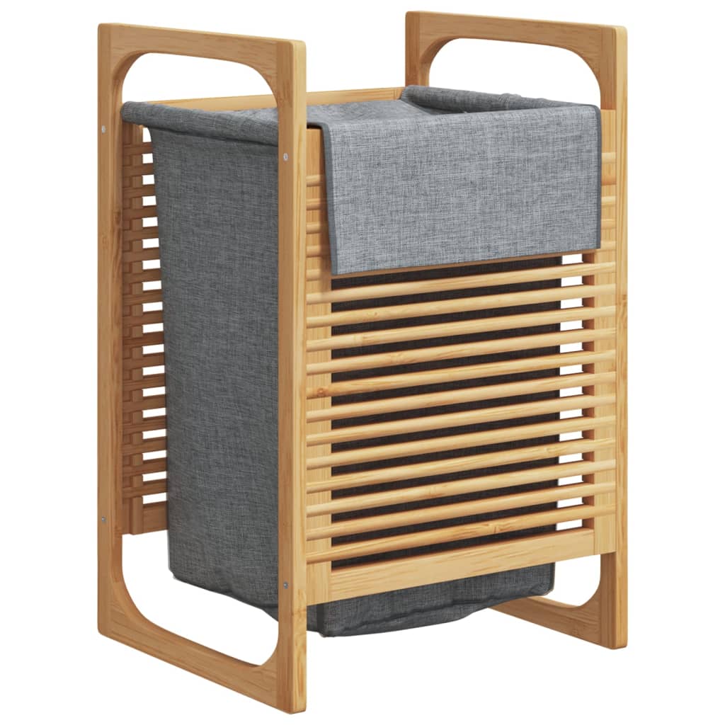 Canasta de lavandería Vidaxl con bolsa gris 32x30x36.5 cm de bambú