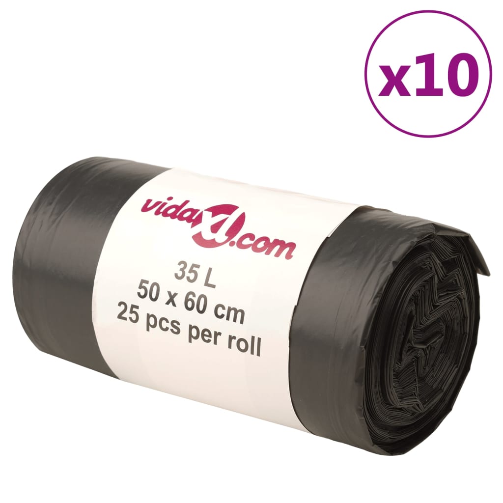 Vidaxl bolsas de basura 250 pcs 35 L Negro