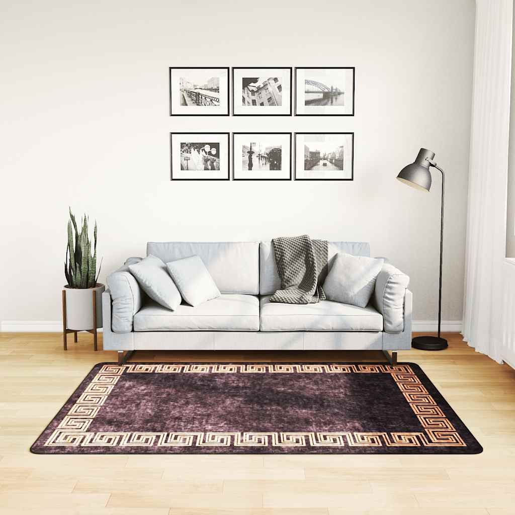 Vidaxl RUG LAVABLE ANTI-SLIP 120x170 cm de color negro y dorado
