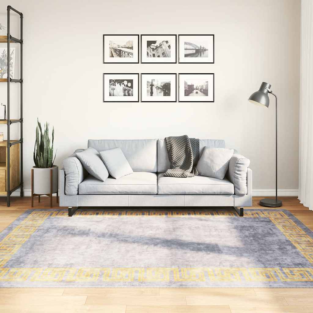 Vidaxl vloerkleed wasbaar anti-slip 150x230 cm grijs en goudkleurig
