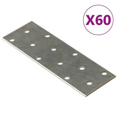 Piastre vidaxl perforato 60 pezzi 2 mm 120x40 mm in acciaio zincato