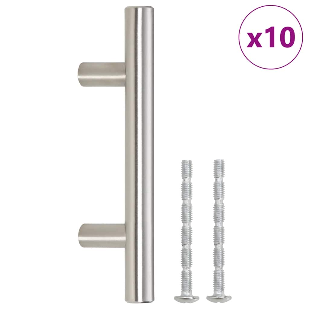 Vidaxl manejas de 10 st 64 mm de acero inoxidable de color plateado