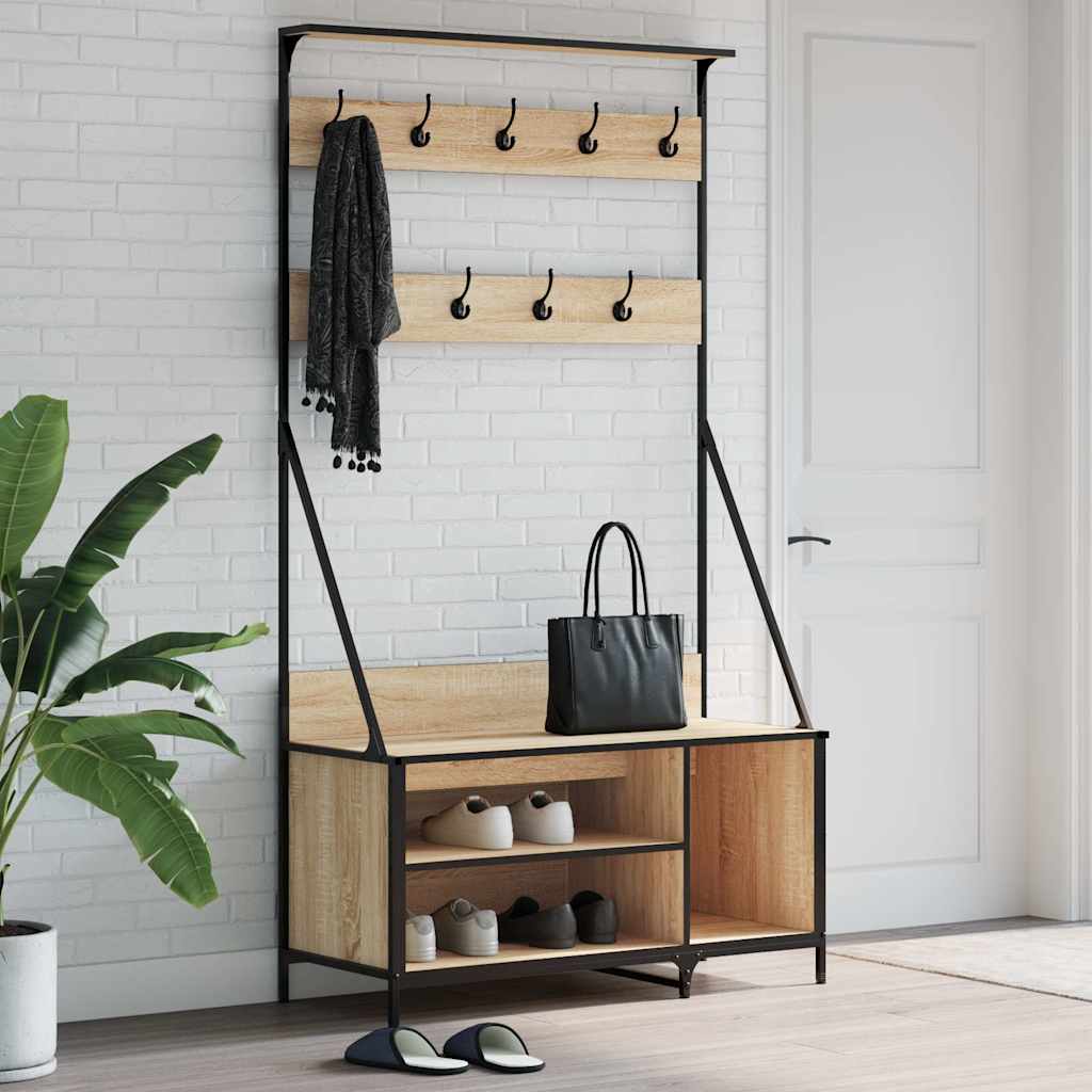 Pastel de ropa Vidaxl con estante de zapato 100x41x184 cm Sonoma Oak Colored
