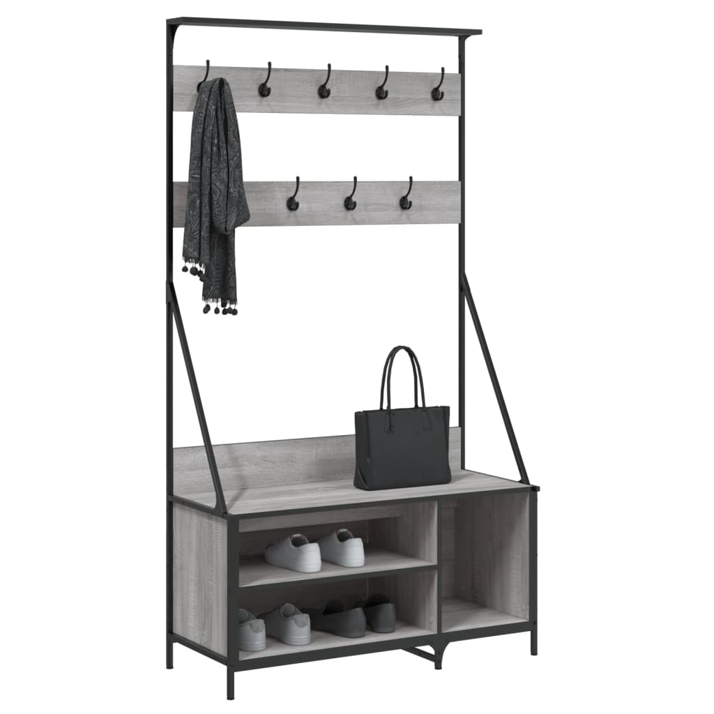 Porta di abbigliamento Vidaxl con portapate 100x41x184 cm grigio Sonoma