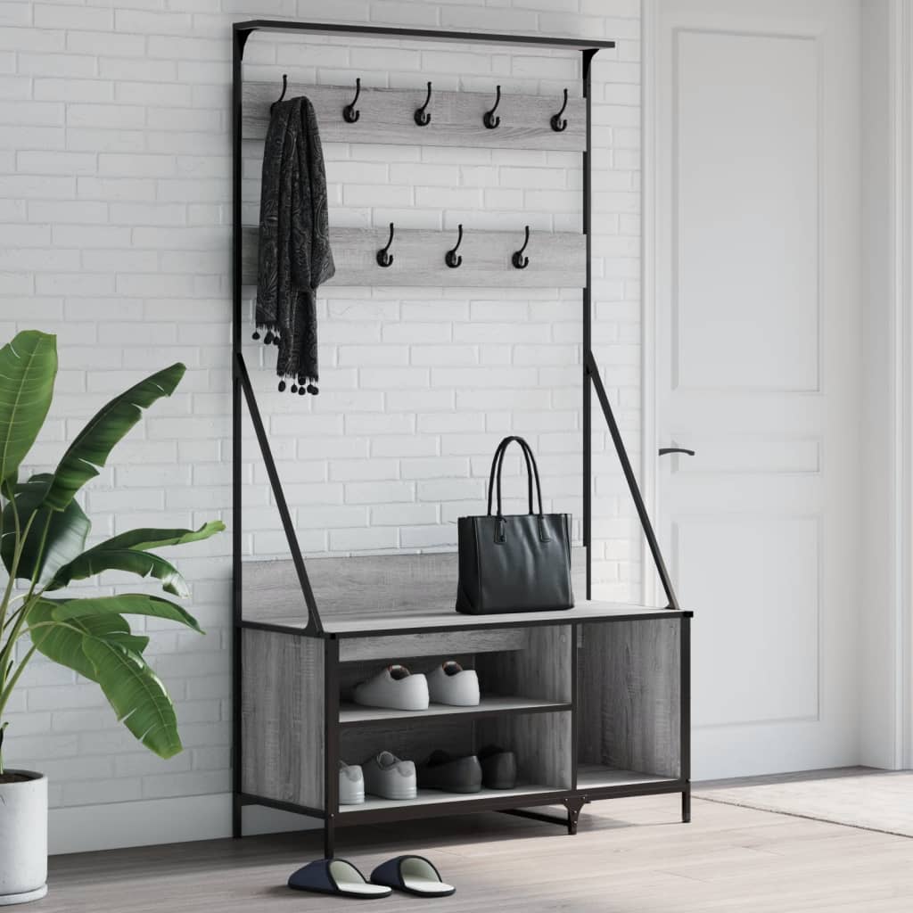 Pastel de ropa Vidaxl con estante de zapato 100x41x184 cm gris Sonoma