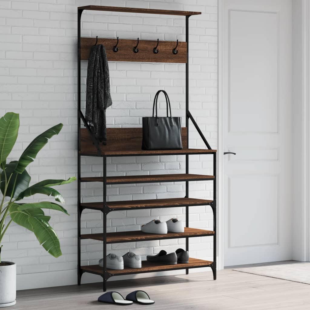 Vidaxx perchero con zapatero 90x34x184 cm color roble marrón