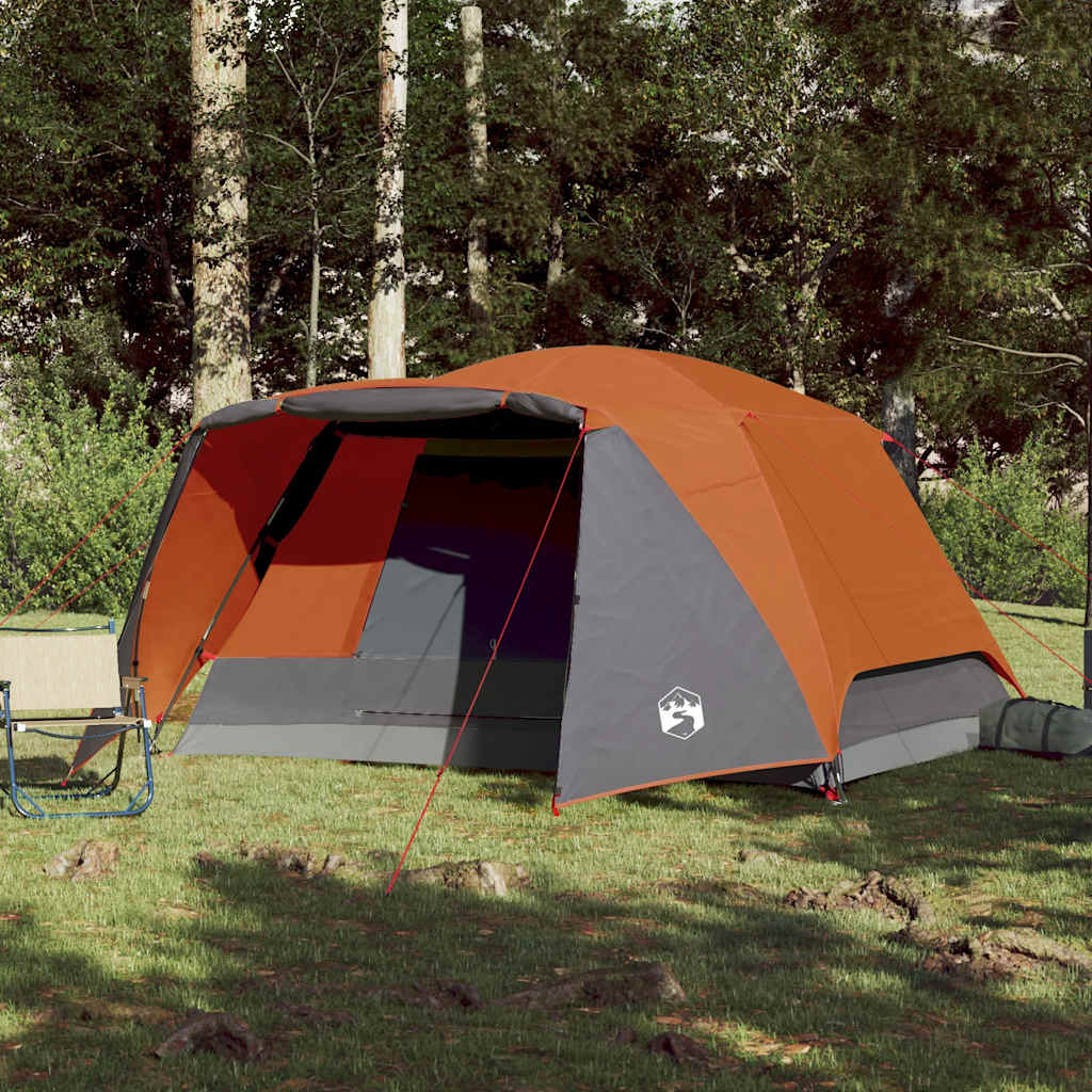 Tenda VidaXL con tendalino per 4 persone impermeabile arancione