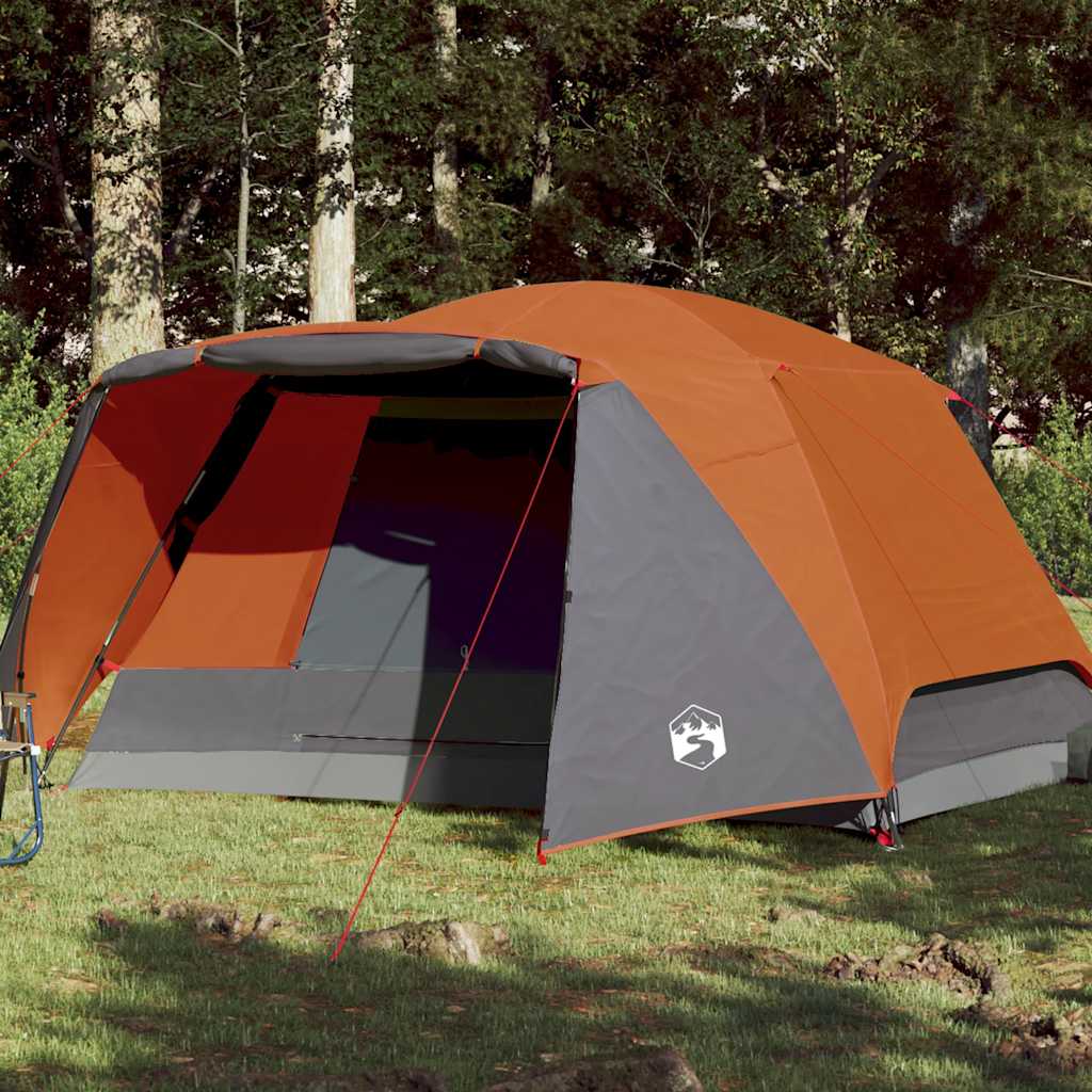 Tenda VidaXL con tendalino per 4 persone impermeabile arancione