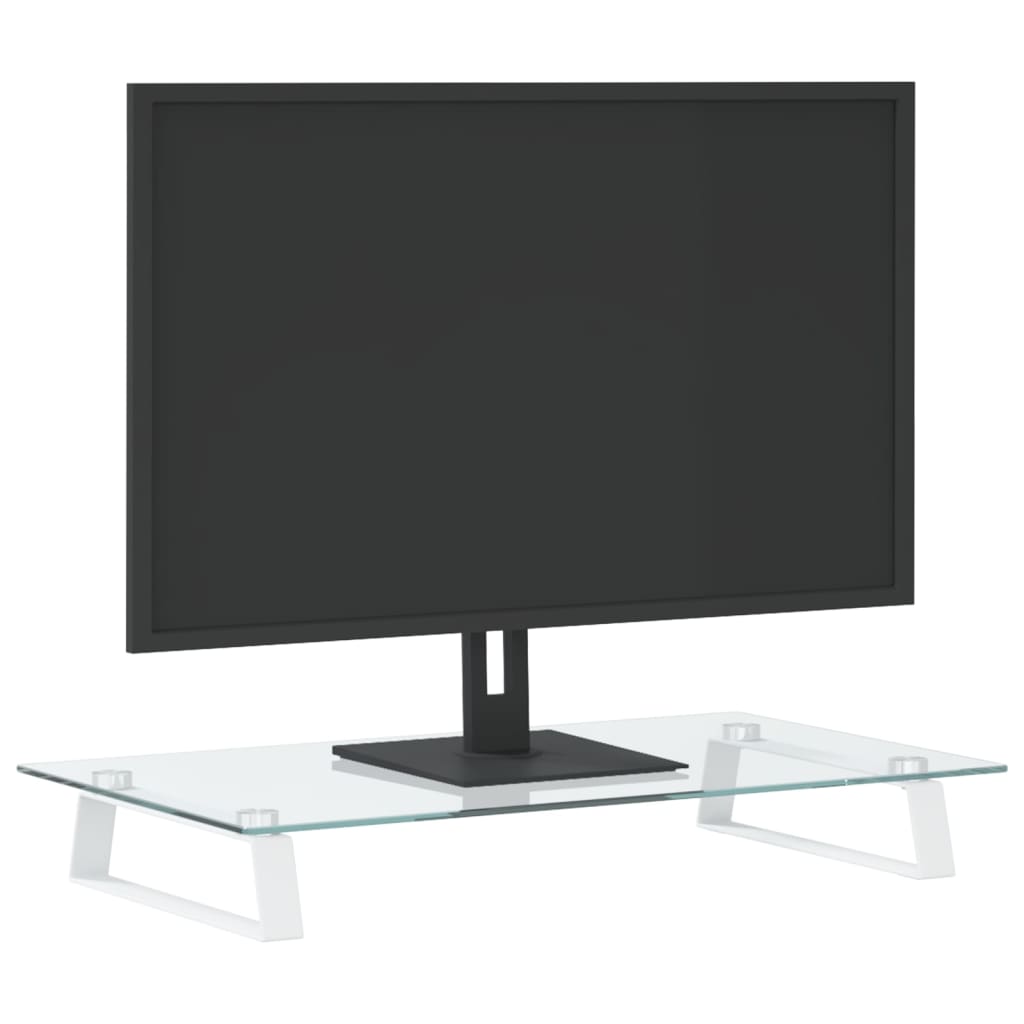 Vidaxl Monitor Standard 60x35x8 cm vetro indurito e bianco metallico