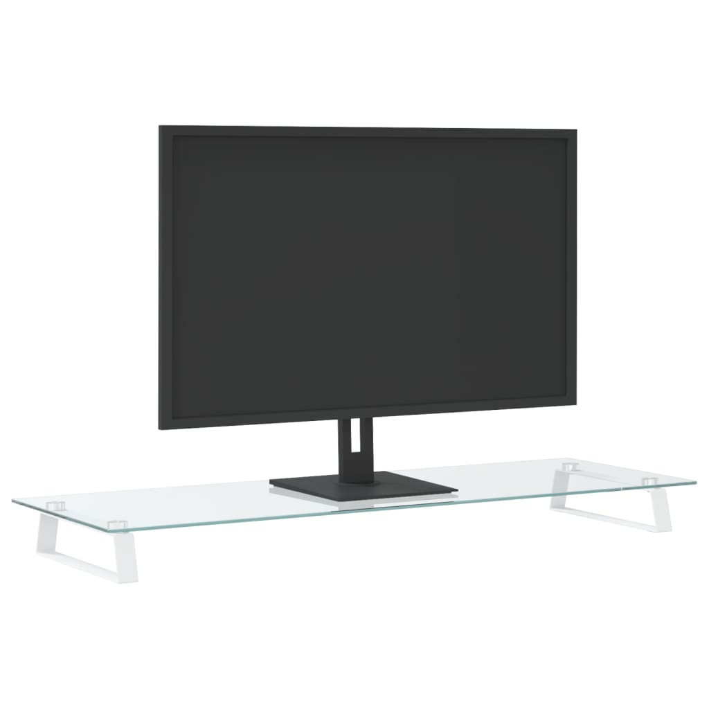 Vidaxl Monitor Standard 100x35x8 cm in vetro terminato e metallo bianco