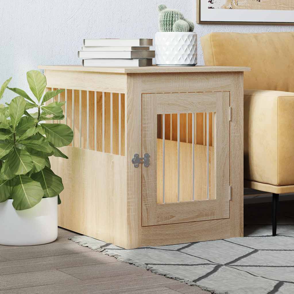 Gabbia per cani Vidaxxl 55x75x65 cm in MDF color rovere Sonoma