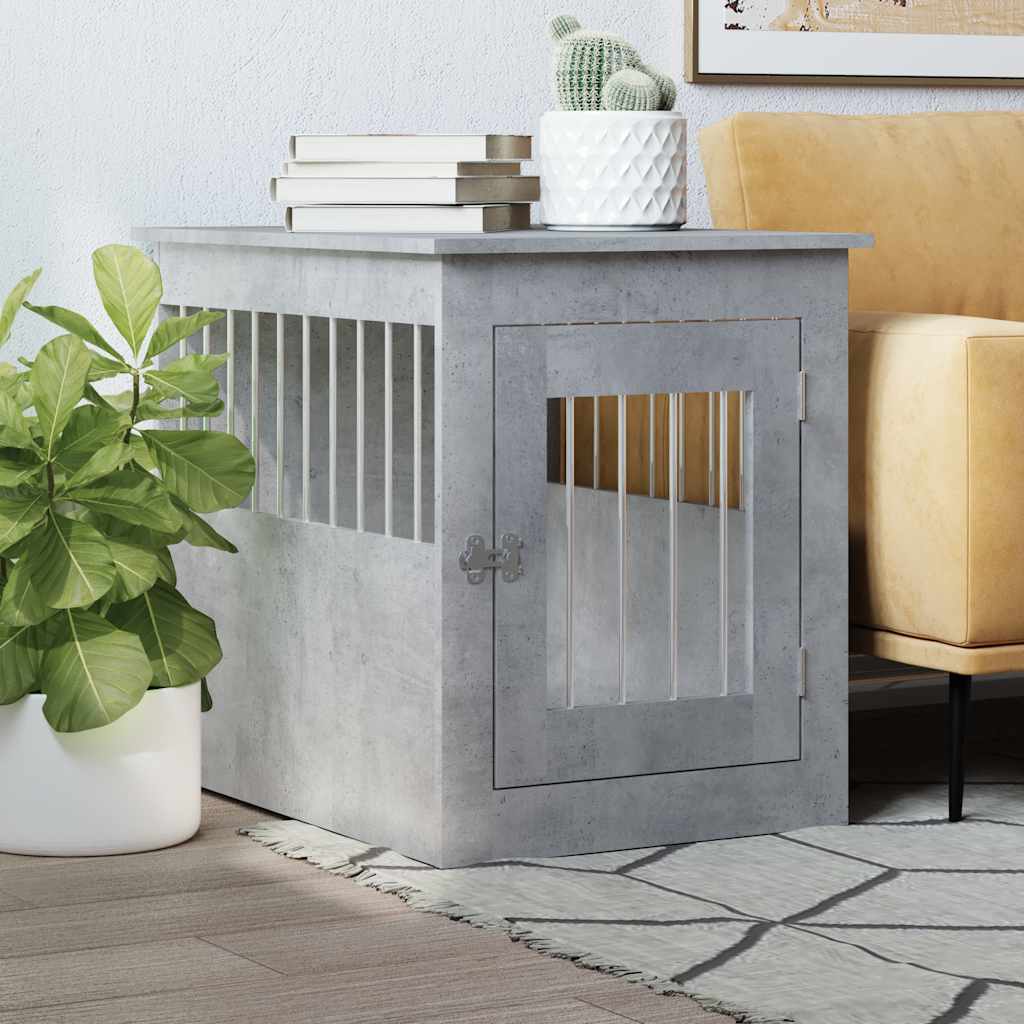 Vidaxxl jaula para perros 55x75x65 cm madera contrachapada hormigón gris
