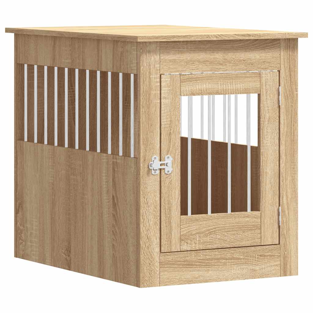 Jaula para perros vidaxl 55 x 80 x 68 cm madera contrachapada color roble sonoma