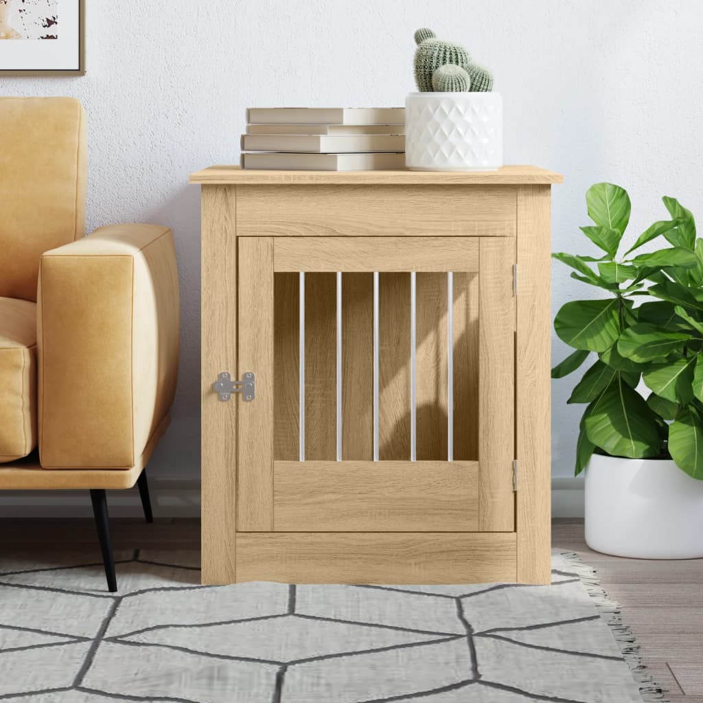 Gabbia per cani Vidaxxl 64,5x80x71 cm in derivati del legno color rovere Sonoma