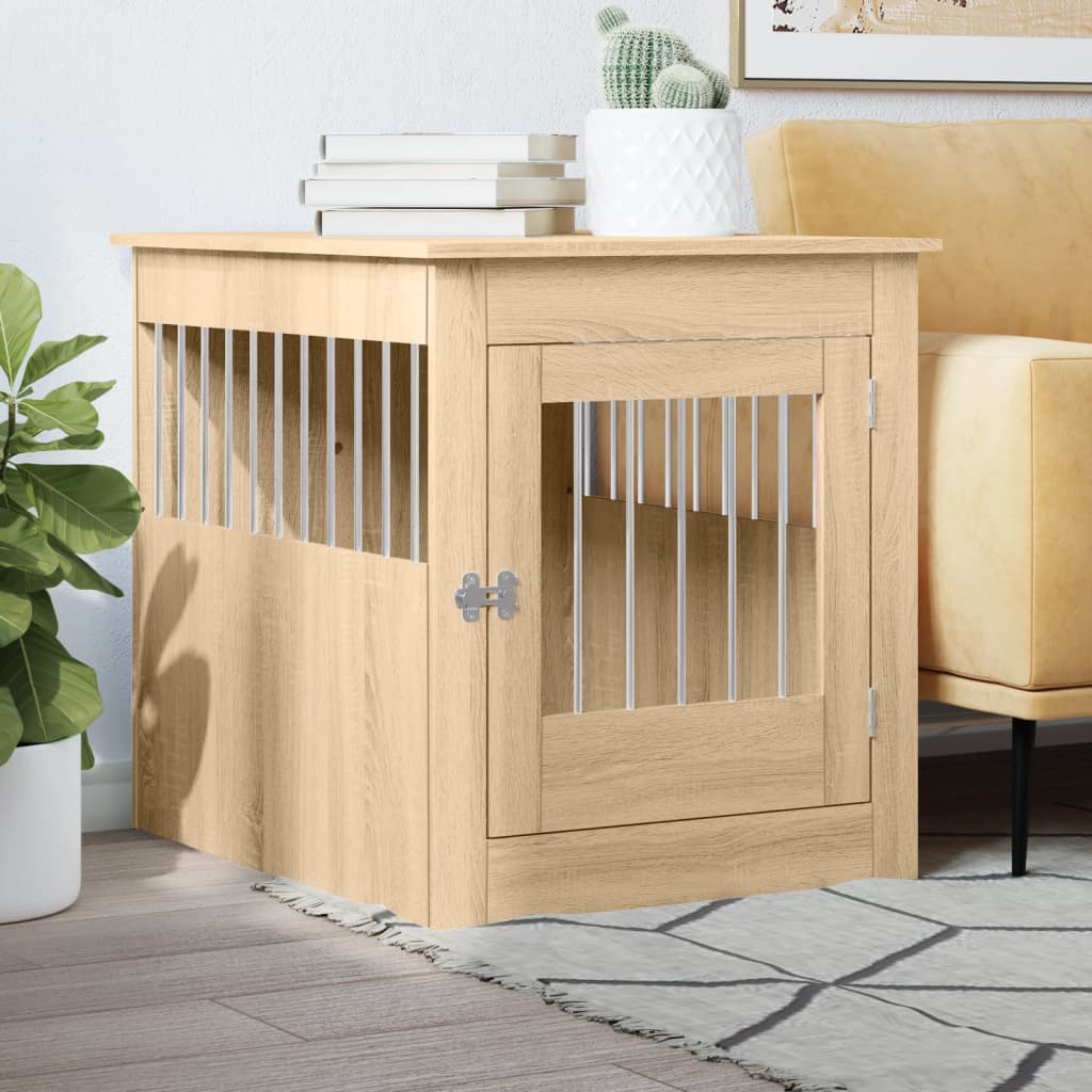 Gabbia per cani Vidaxxl 64,5x80x71 cm in derivati del legno color rovere Sonoma