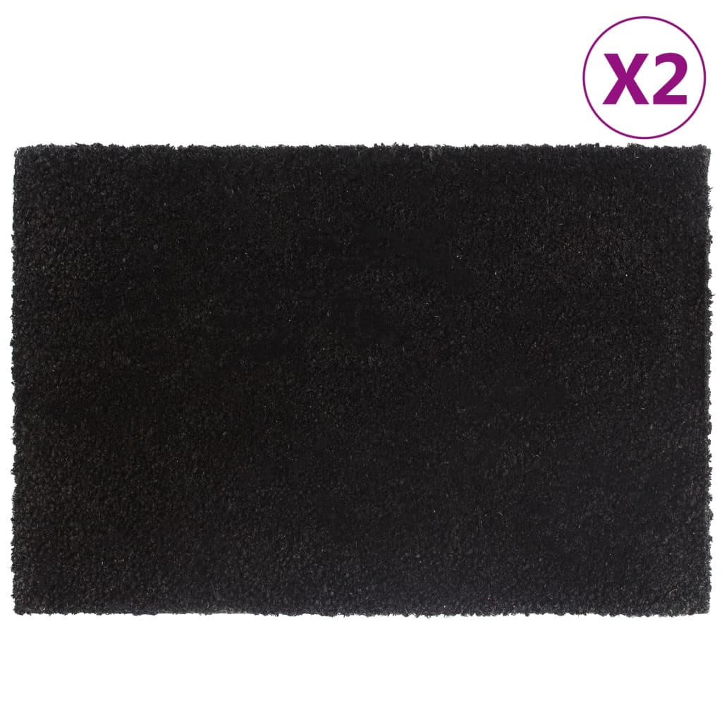 VIDAXL ROORMATS 2 ST 40x60 cm Black in fibra di cocco trapuntato