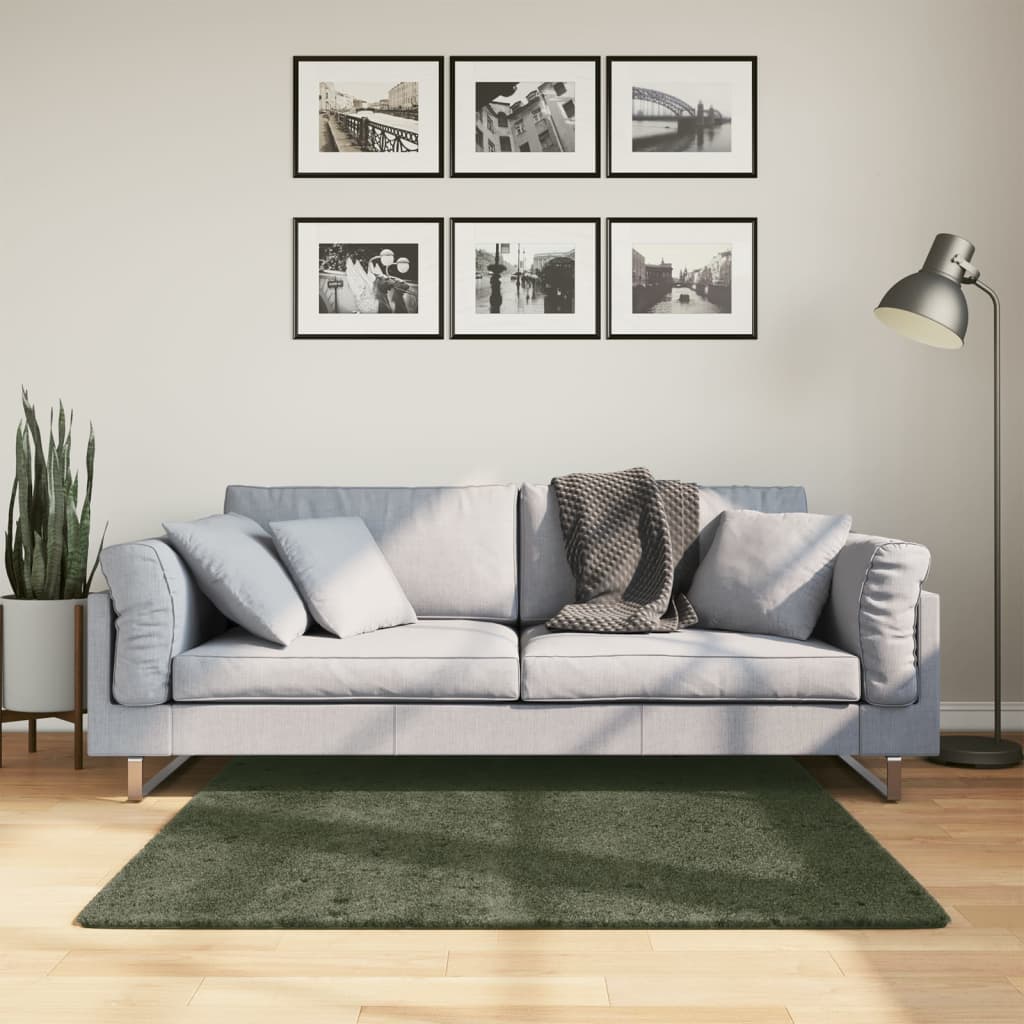 VIDAXL RUGH HUARTE LASSO -POLOLE BASHABILE MARDABILE 120X120 CM Green