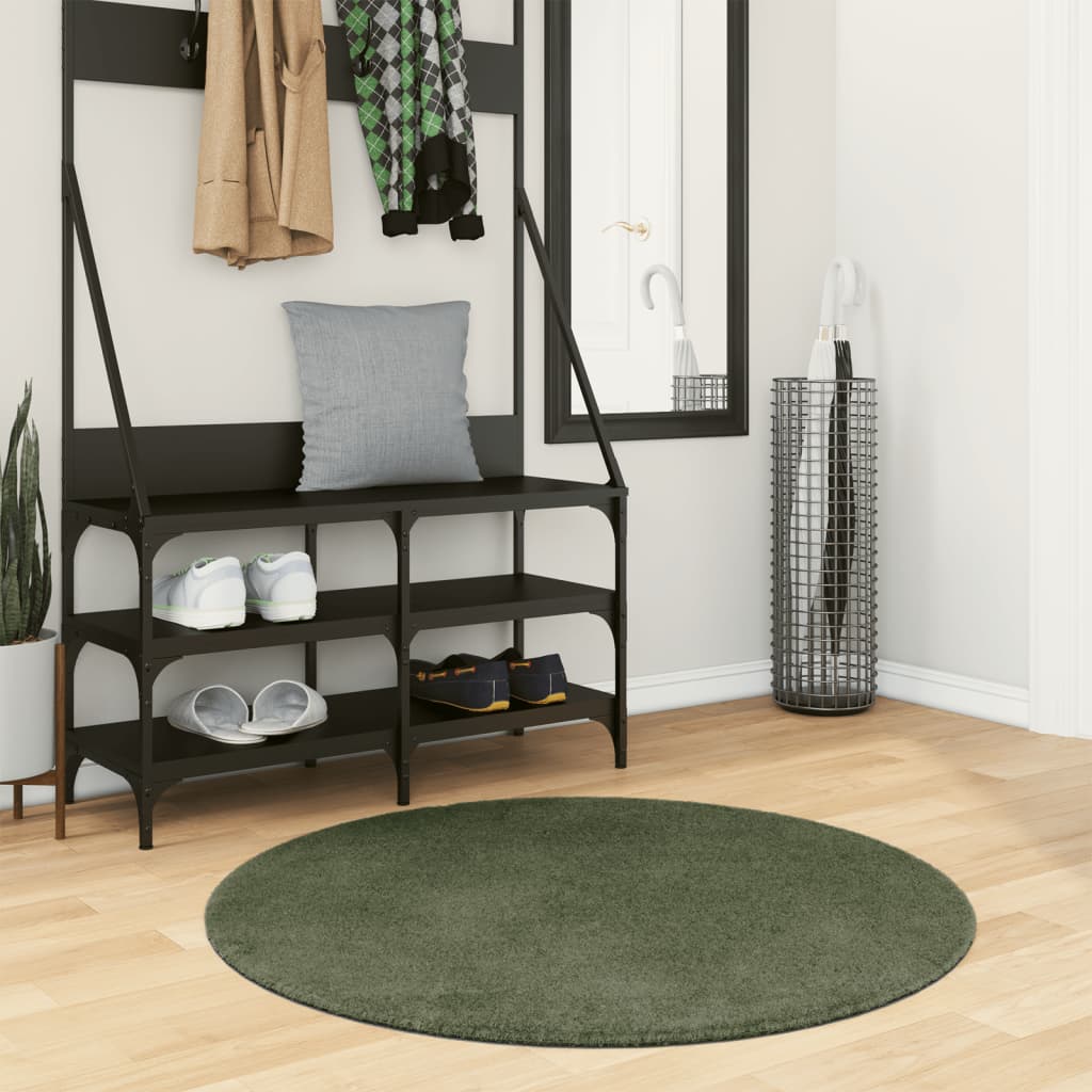 Vidaxl Rug Huarte basso -pole lavabile morbido Ø 100 cm Foresta verde