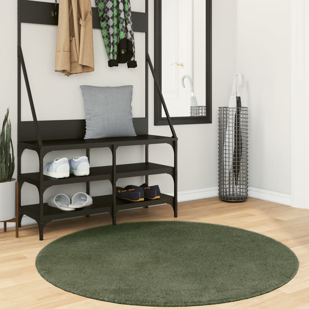 Vidaxl rug Huarte low -pole soft washable Ø 120 cm forest green