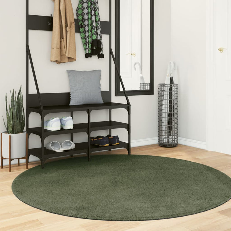 Vidaxl Rug Huarte basso -pole lavabile morbido Ø 160 cm Foresta verde
