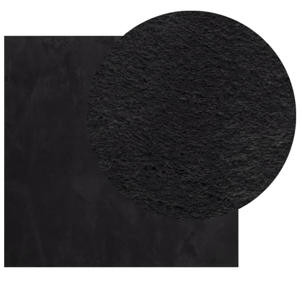 Vidaxl RUG HUARTE BAJA POLA Softable lavable de 120x120 cm Negro