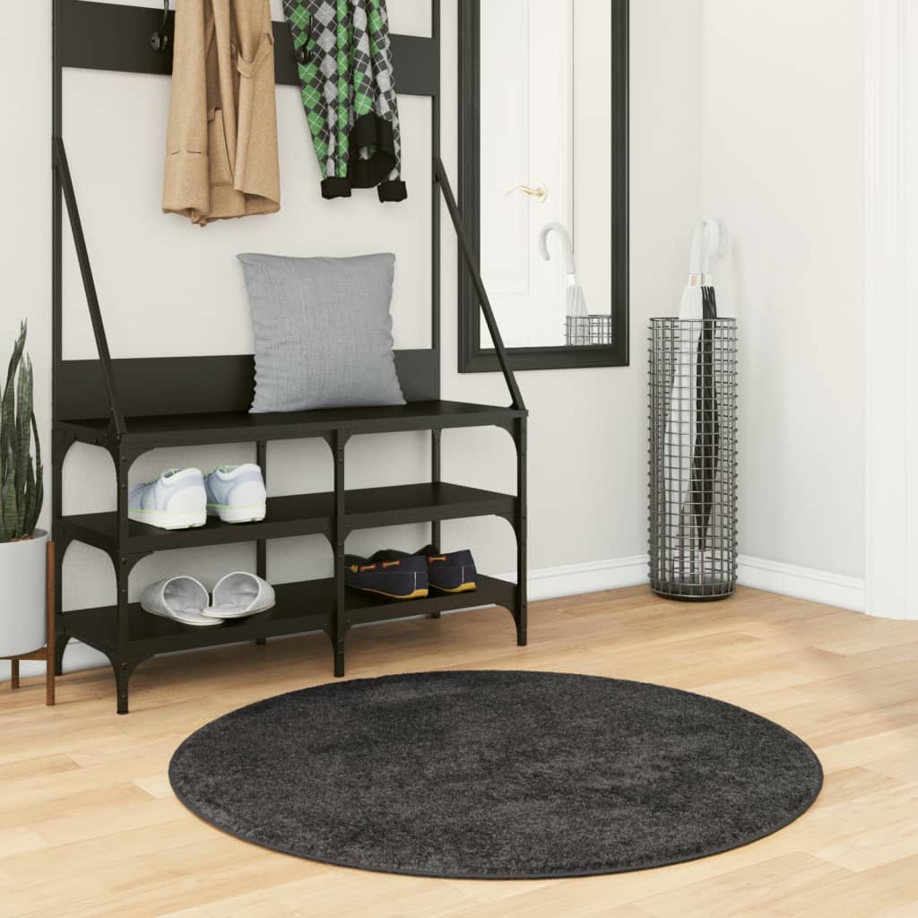 Vidaxl vloerkleed pamplona shaggy hoogpolig modern ø 100 cm antraciet