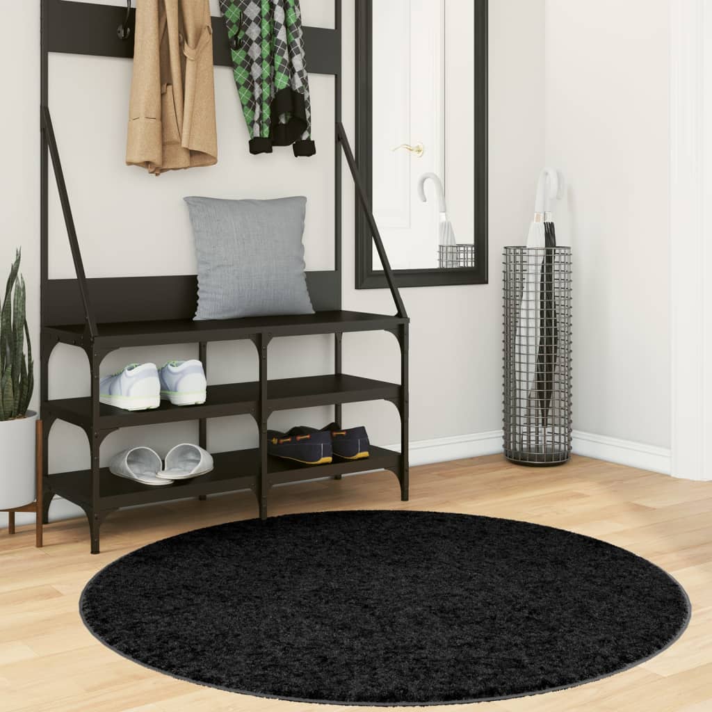 VIDAXL RUAM PAMPLONA SHAGGY ALTAMENTE POLE MODERNO Ø 120 cm nero