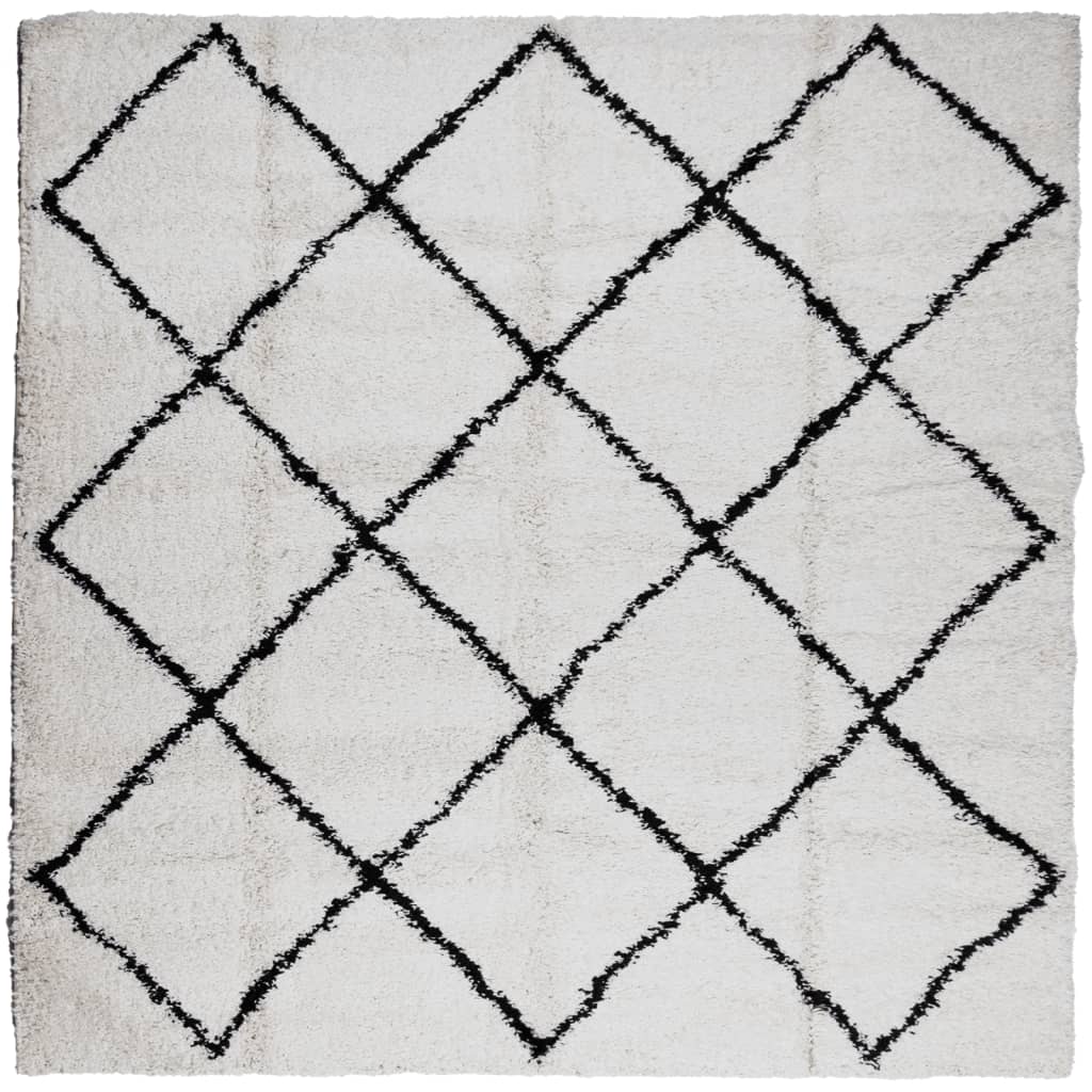 Vidaxl Rug Shaggy High Pila moderno de 120x120 cm de crema y negro