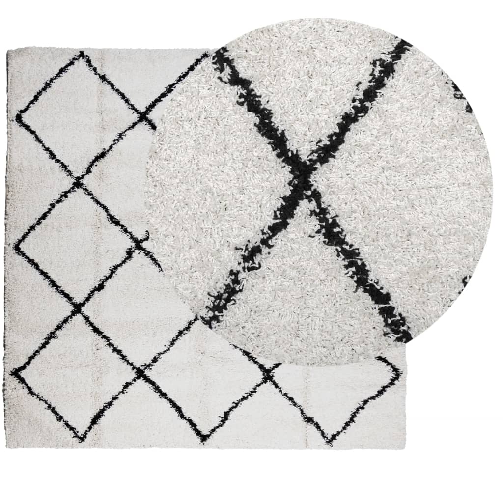 Vidaxl Rug Shaggy High Pila moderno de 120x120 cm de crema y negro
