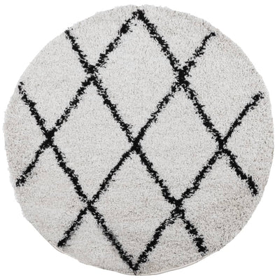 Vidaxl Rug Shaggy High Pila moderno Ø 120 cm de color crema y negro