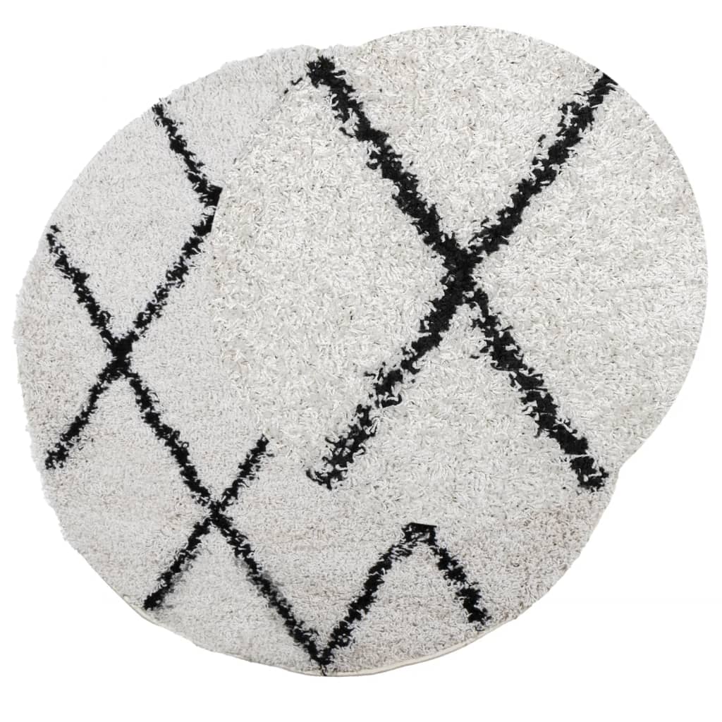 Tappeto vidaxl shaggy alto pila moderna Ø 120 cm Crema di colore e nero