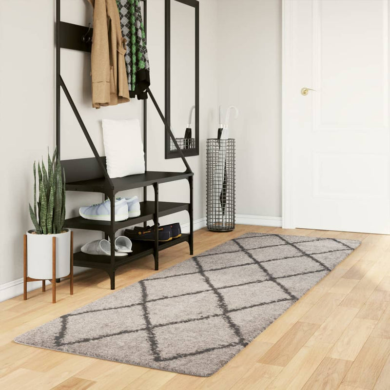 Alfombra Vidaxl Pamplona Shaggy altamente pole 80x250 cm beige antracita