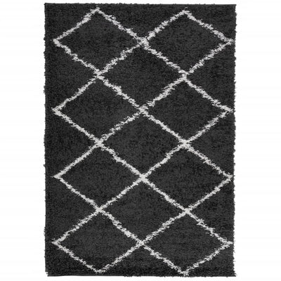 Vidaxl Rug Shaggy High Pila moderno de 140x200 cm Negro y crema