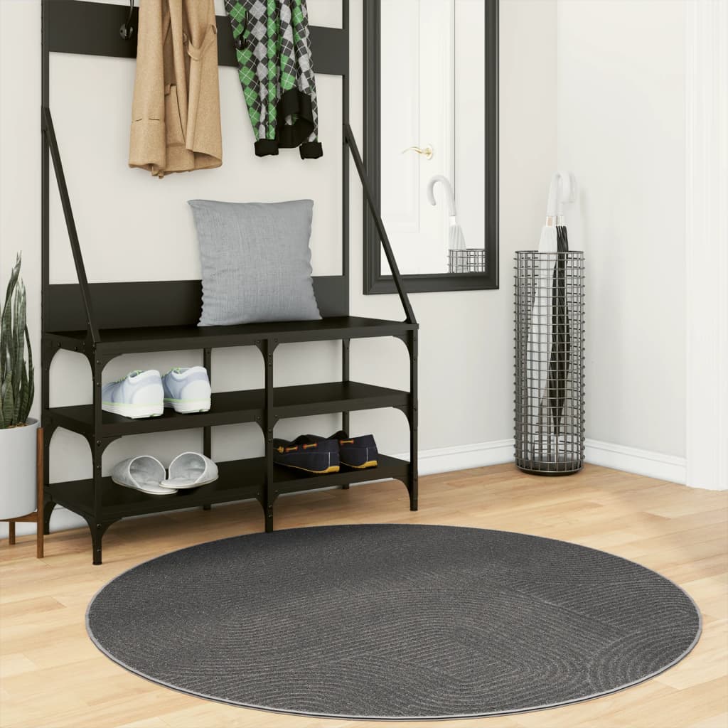 Vidaxl alfombra iza pelo corto escandinavo ø 120 cm antracita
