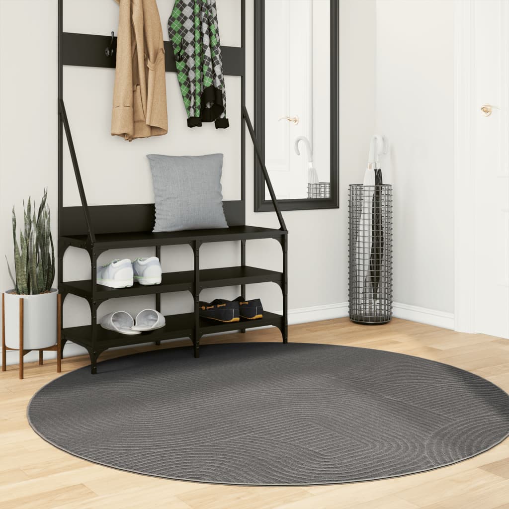 Vidaxl alfombra iza pelo corto escandinavo ø 160 cm antracita