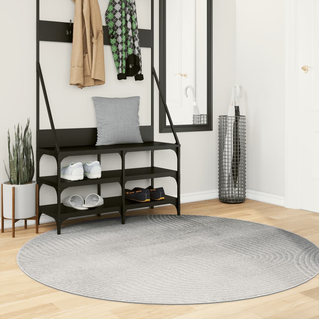 Vidaxl alfombra iza pelo corto escandinavo ø 160 cm gris