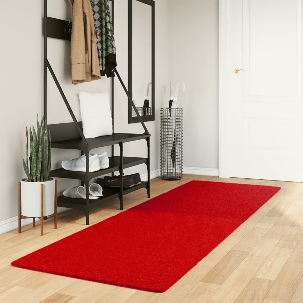 Vidaxl vloerkleed oviedo laagpolig 80x250 cm rood