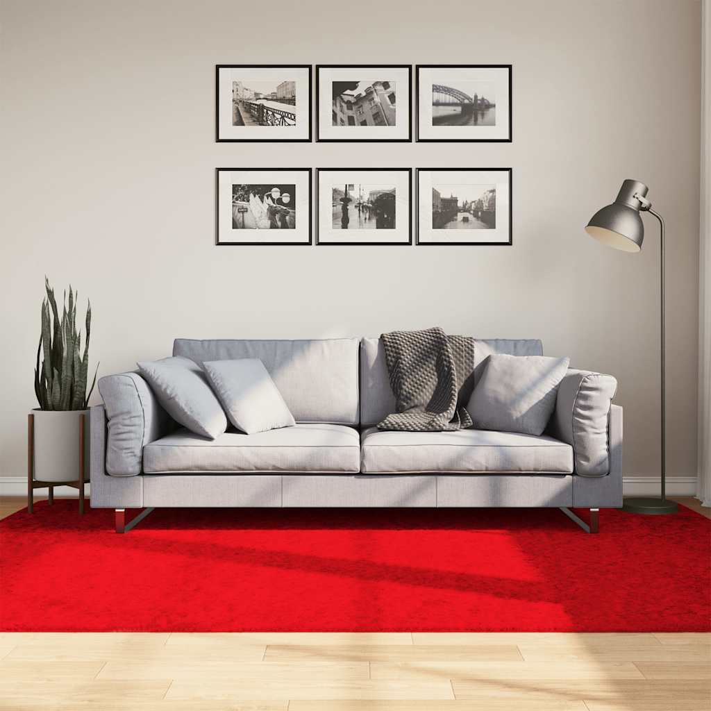 Vidaxl alfombra oviedo bajo -pile 160x230 cm rojo