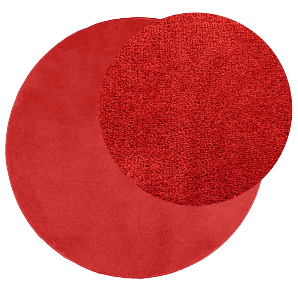 Vidaxl vloerkleed oviedo laagpolig ø 100 cm rood