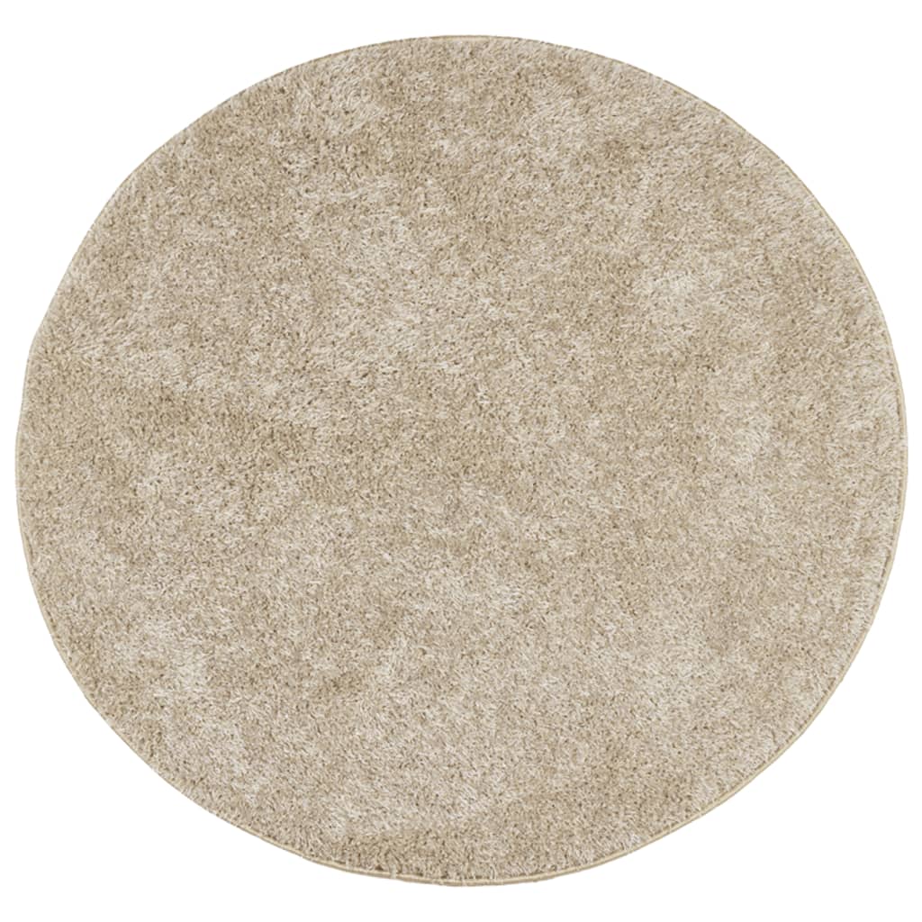 Vidaxl vloerkleed istan hoogpolig glanzend ø 80 cm beige