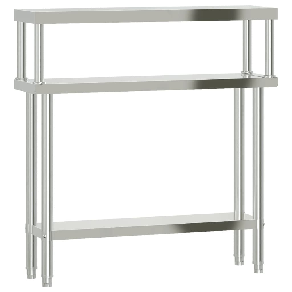 Vidaxx mesa de trabajo de cocina con estante superior 110x30x120 cm acero inoxidable