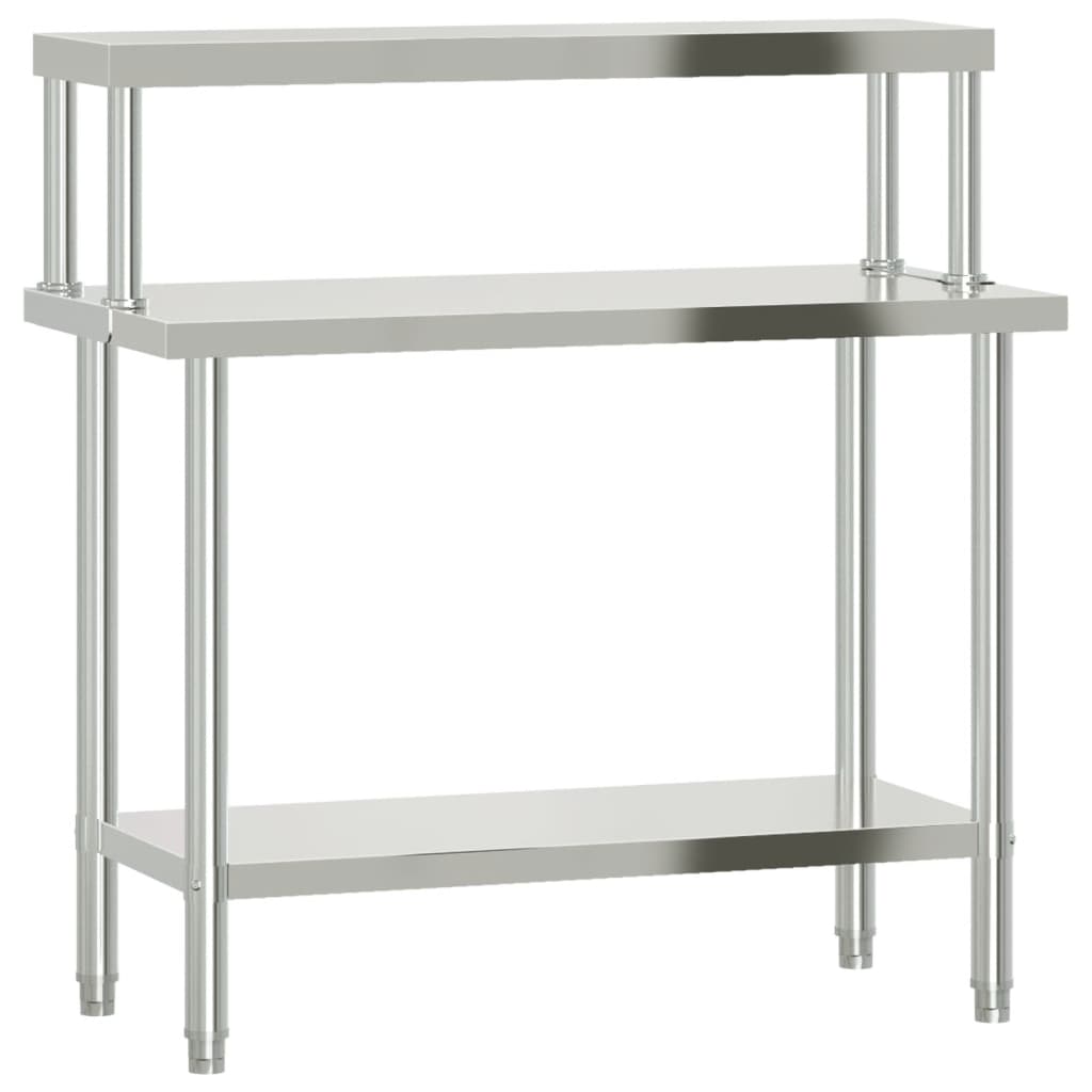 Vidaxx mesa de trabajo de cocina con estante superior 110x55x120 cm acero inoxidable