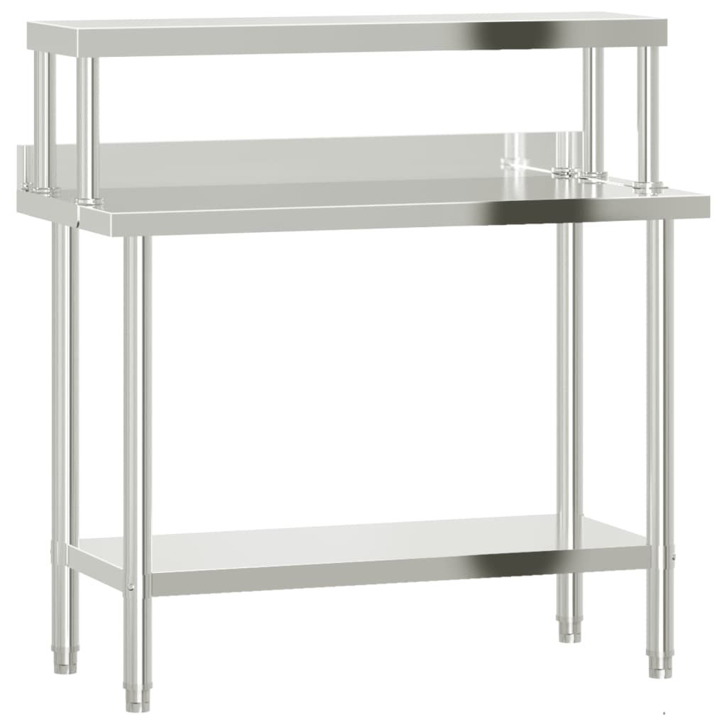 Vidaxx mesa de trabajo de cocina con estante superior 110x55x120 cm acero inoxidable