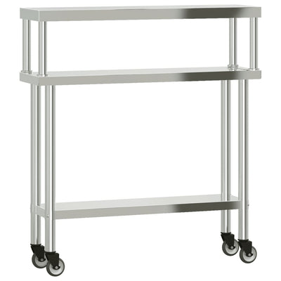 Vidaxx mesa de trabajo de cocina con estante superior 110x30x120 cm acero inoxidable
