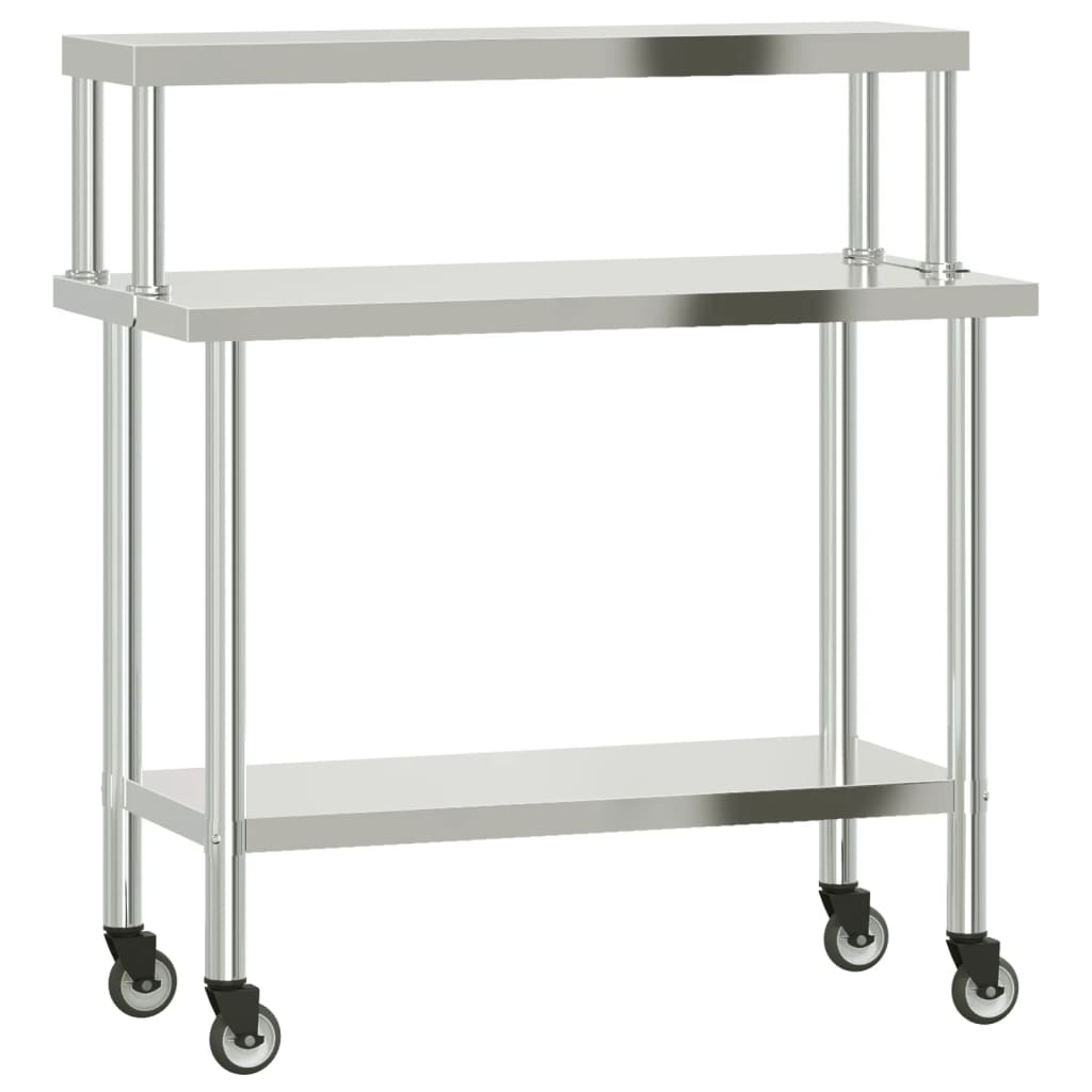 Tavolo da lavoro da cucina Vidaxx con ripiano superiore 110x55x120 cm in acciaio inossidabile
